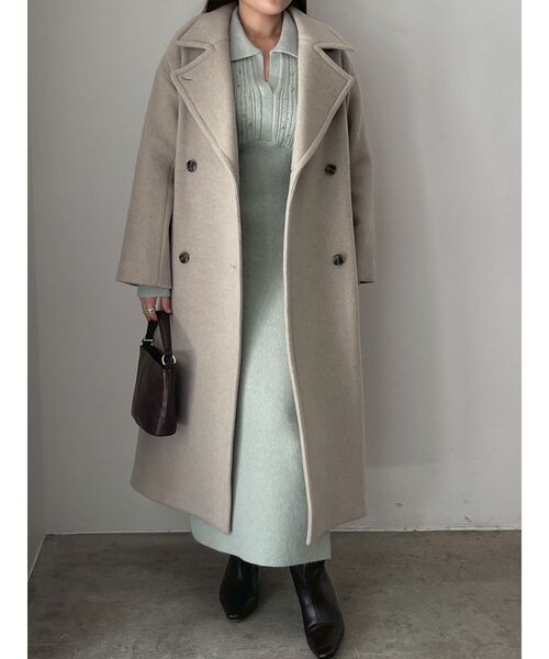 LAGUNAMOON　ケーブルビジューIラインニットワンピース　グレー　S セール】【REVIVAL】ケーブルビジューIラインニットワンピース