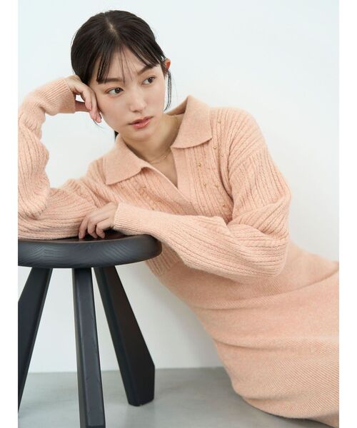 REVIVAL】ケーブルビジューIラインニットワンピース（ワンピース