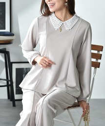 INTERPLANET（インタープラネット）の「カットジョーゼット衿レースデザインブラウス（シャツ/ブラウス）」