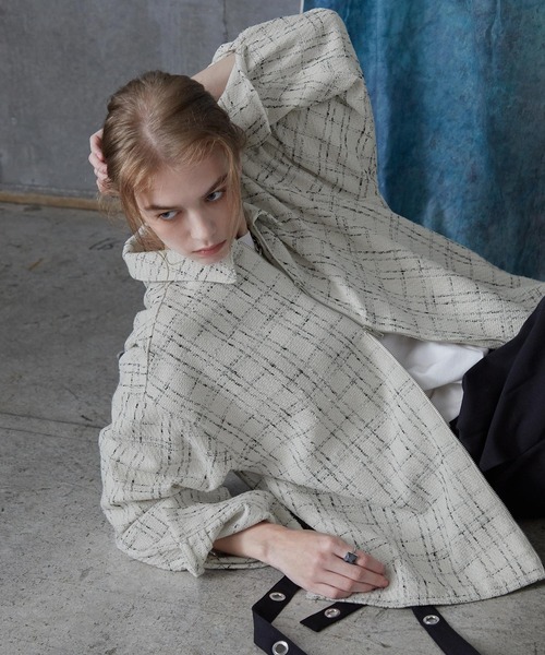 SERACE（セラス）の「【SERACE】Loose wide regular collar tweed zip