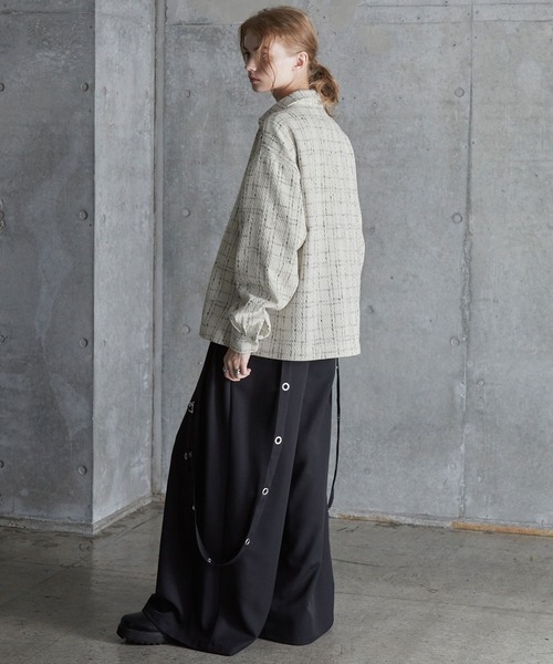 SERACE（セラス）の「【SERACE】Loose wide regular collar tweed zip shirt / ルーズワイドレギュラーカラーツイードジップシャツ（シャツ/ブラウス・メンズ・ホワイト/ブラック・L/M/S）」の17枚目の写真