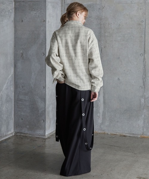 SERACE（セラス）の「【SERACE】Loose wide regular collar tweed zip shirt / ルーズワイドレギュラーカラーツイードジップシャツ（シャツ/ブラウス・メンズ・ホワイト/ブラック・L/M/S）」の18枚目の写真
