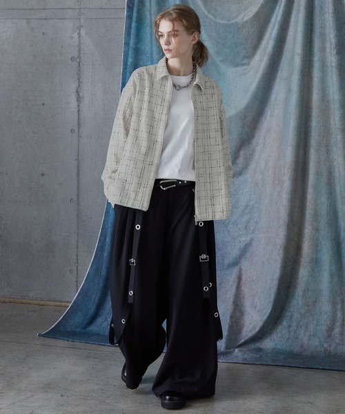 SERACE（セラス）の「【SERACE】Loose wide regular collar tweed zip shirt / ルーズワイドレギュラーカラーツイードジップシャツ（シャツ/ブラウス・メンズ・ホワイト/ブラック・L/M/S）」の20枚目の写真