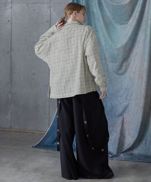 SERACE（セラス）の「【SERACE】Loose wide regular collar tweed zip shirt / ルーズワイドレギュラーカラーツイードジップシャツ（シャツ/ブラウス・メンズ・ホワイト/ブラック・L/M/S）」の22枚目の写真