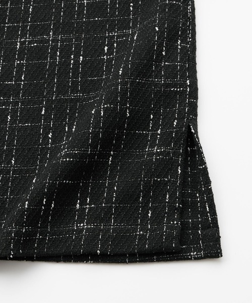 SERACE（セラス）の「【SERACE】Loose wide regular collar tweed zip shirt / ルーズワイドレギュラーカラーツイードジップシャツ（シャツ/ブラウス・メンズ・ホワイト/ブラック・L/M/S）」の3枚目の写真