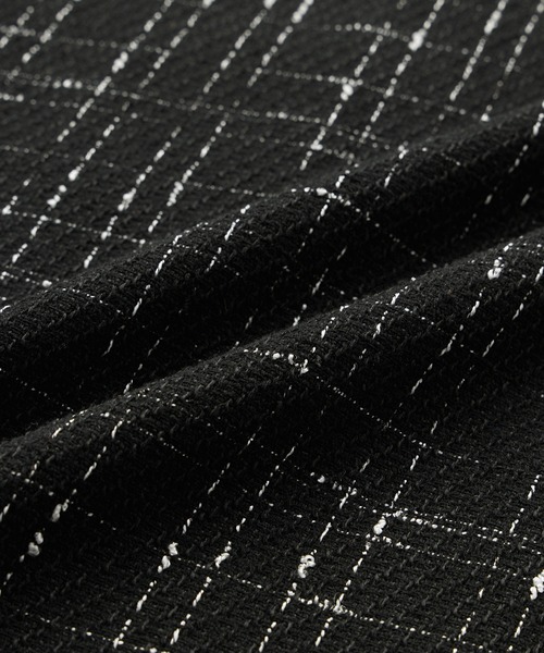 SERACE（セラス）の「【SERACE】Loose wide regular collar tweed zip shirt / ルーズワイドレギュラーカラーツイードジップシャツ（シャツ/ブラウス・メンズ・ホワイト/ブラック・L/M/S）」の4枚目の写真
