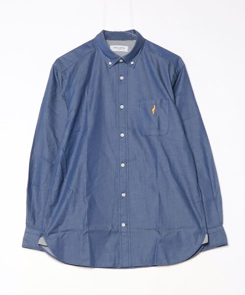 NOLLEY'S LIGHT(ノーリーズライト)の「クマ刺繍ボタンダウンシャツ デニムライク/千鳥(シャツ/ブラウス・メンズ・インディゴブルー/ブルー/ホワイト系その他3/パープル系その他2/ネイビー・M/L/XL/S)」の3枚目の写真