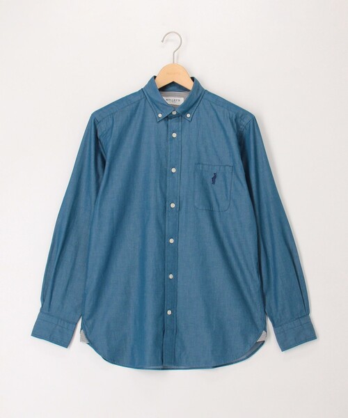 NOLLEY'S LIGHT(ノーリーズライト)の「クマ刺繍ボタンダウンシャツ デニムライク/千鳥(シャツ/ブラウス・メンズ・インディゴブルー/ブルー/ホワイト系その他3/パープル系その他2/ネイビー・M/L/XL/S)」の4枚目の写真