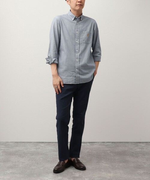 NOLLEY'S LIGHT(ノーリーズライト)の「クマ刺繍ボタンダウンシャツ デニムライク/千鳥(シャツ/ブラウス・メンズ・インディゴブルー/ブルー/ホワイト系その他3/パープル系その他2/ネイビー・M/L/XL/S)」の14枚目の写真