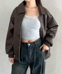 オーバーサイズPUブルゾン