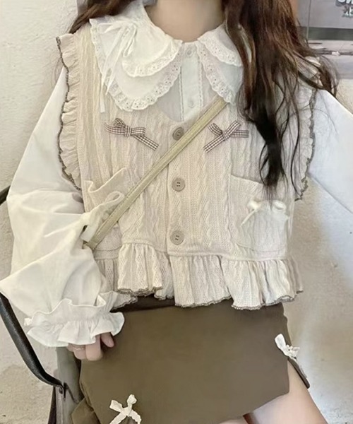 gossip!ロサンゼルス(ゴシップロサンゼルス)の「YUGA パフスリーブ ドールカラーブラウス(シャツ/ブラウス・レディース・ホワイト・FREE)」の4枚目の写真