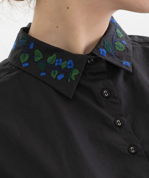 セール】刺繍衿タイプライターシャツ（シャツ/ブラウス）｜nop de nod