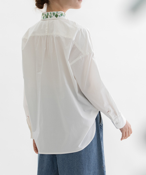 nop de nod(ノップドゥノッド)の「刺繍衿タイプライターシャツ(シャツ/ブラウス・レディース・ブラック/オフホワイト・M)」の13枚目の写真