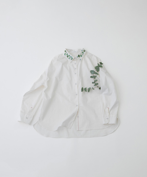 nop de nod(ノップドゥノッド)の「刺繍衿タイプライターシャツ(シャツ/ブラウス・レディース・ブラック/オフホワイト・M)」の17枚目の写真