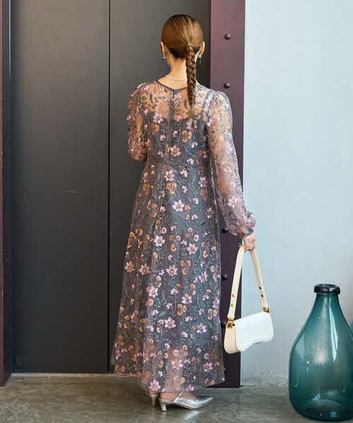 限定展開 レース 刺繍 花柄 ワンピース ドレス（ドレス