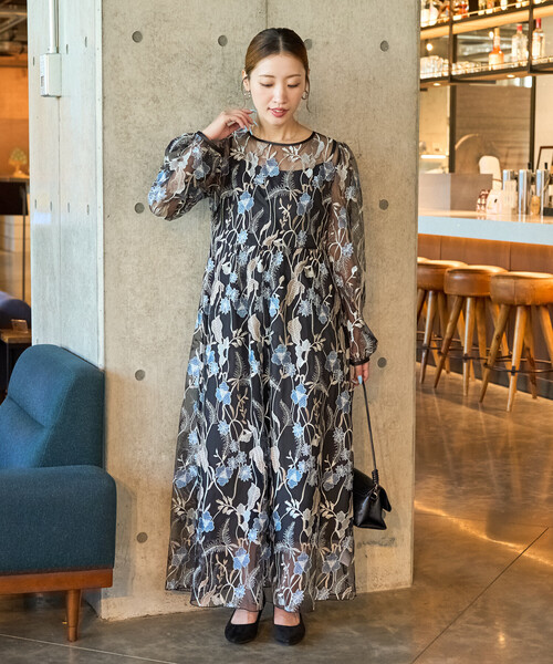 限定展開 レース 刺繍 花柄 ワンピース ドレス（ドレス