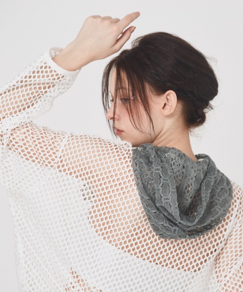 bedsidedrama(ベットサイドドラマ)の「Ultra Mesh Hoodie(パーカー・レディース・ホワイト/ブラック・1/2)」の4枚目の写真