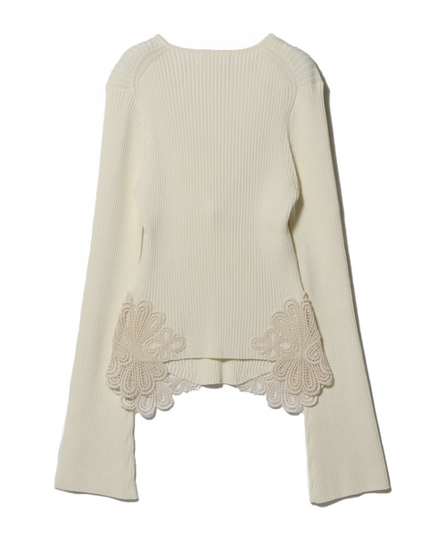 ESTNATION（エストネーション）の「ESTNATION / レースモチーフリブニット（ニット/セーター・レディース・オフホワイト/チャコールグレー・FREE）」の8枚目の写真