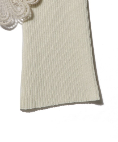ESTNATION（エストネーション）の「ESTNATION / レースモチーフリブニット（ニット/セーター・レディース・オフホワイト/チャコールグレー・FREE）」の9枚目の写真