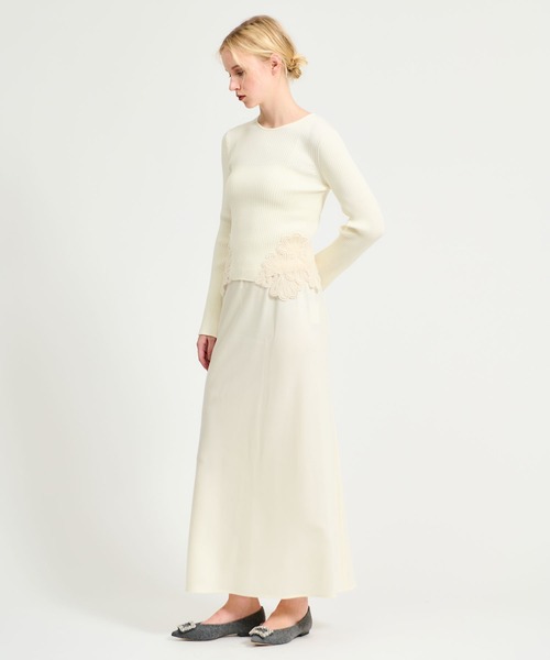 ESTNATION（エストネーション）の「ESTNATION / レースモチーフリブニット（ニット/セーター・レディース・オフホワイト/チャコールグレー・FREE）」の12枚目の写真