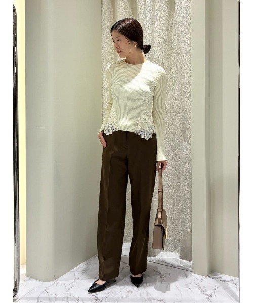 ESTNATION（エストネーション）の「ESTNATION / レースモチーフリブニット（ニット/セーター・レディース・オフホワイト/チャコールグレー・FREE）」の18枚目の写真