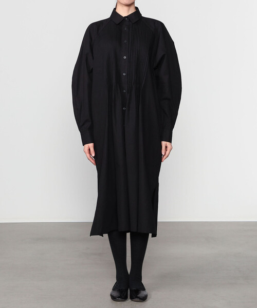 Bshop(ビショップ)の「eunoia | ピンタック シャツドレス WOMEN(ワンピース・レディース・クリーム/ブラック・S)」の3枚目の写真