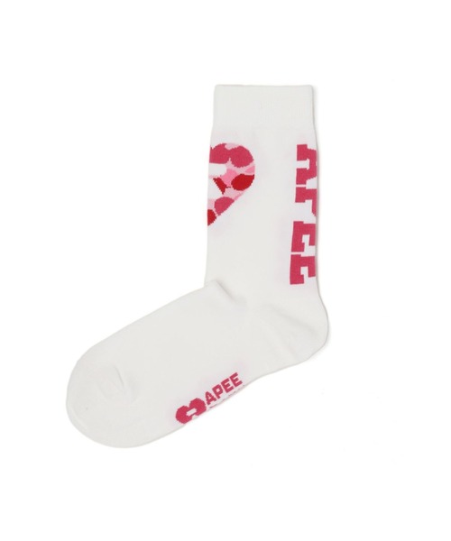 A BATHING APE(アベイシングエイプ)の「INTARSIA SOCKS(ソックス/靴下・レディース・ピンク/マルチ/ホワイト×ピンク・FREE)」の2枚目の写真
