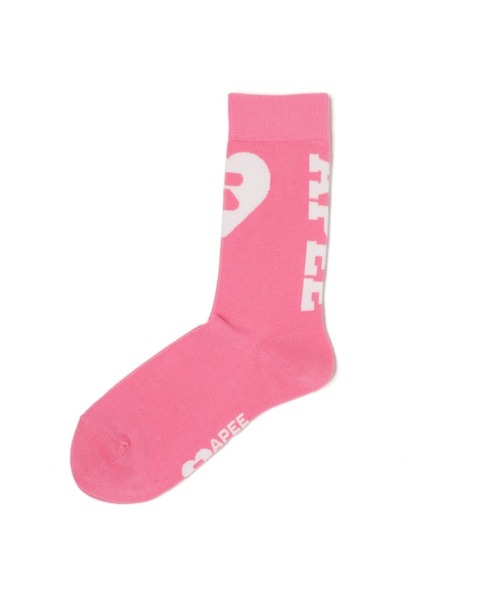 A BATHING APE(アベイシングエイプ)の「INTARSIA SOCKS(ソックス/靴下・レディース・ピンク/マルチ/ホワイト×ピンク・FREE)」の1枚目の写真
