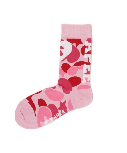 A BATHING APE(アベイシングエイプ)の「INTARSIA SOCKS(ソックス/靴下・レディース・ピンク/マルチ/ホワイト×ピンク・FREE)」の3枚目の写真