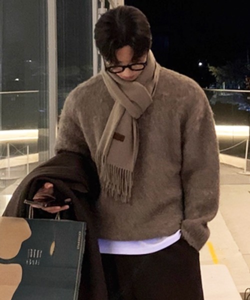 NOWLE（ノウル）の「【NOWLE】クルーネック プルオーバー シャギー ニット（ニット/セーター・メンズ・ライトベージュ・MEDIUM/LARGE/X-LARGE）」の3枚目の写真