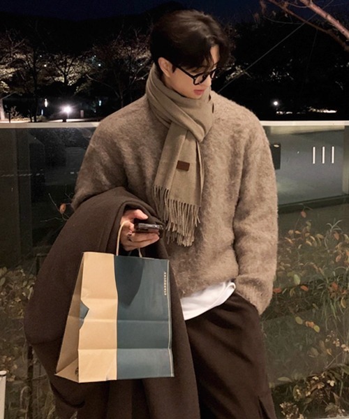 NOWLE（ノウル）の「【NOWLE】クルーネック プルオーバー シャギー ニット（ニット/セーター・メンズ・ライトベージュ・MEDIUM/LARGE/X-LARGE）」の8枚目の写真