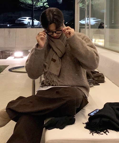 NOWLE（ノウル）の「【NOWLE】クルーネック プルオーバー シャギー ニット（ニット/セーター・メンズ・ライトベージュ・MEDIUM/LARGE/X-LARGE）」の13枚目の写真