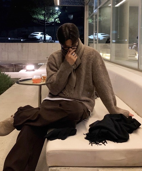 NOWLE（ノウル）の「【NOWLE】クルーネック プルオーバー シャギー ニット（ニット/セーター・メンズ・ライトベージュ・MEDIUM/LARGE/X-LARGE）」の14枚目の写真