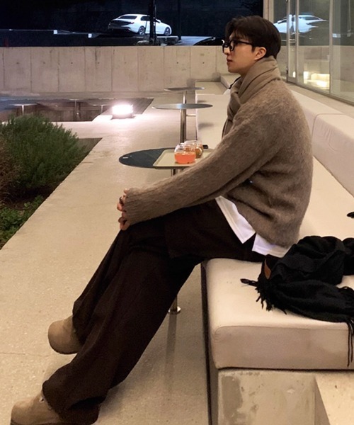 NOWLE（ノウル）の「【NOWLE】クルーネック プルオーバー シャギー ニット（ニット/セーター・メンズ・ライトベージュ・MEDIUM/LARGE/X-LARGE）」の15枚目の写真