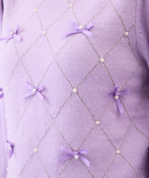 Rose Tiara（ローズティアラ）の「アーガイルリボンニット（ニット/セーター・レディース・オフホワイト/バイオレット/ブラック・46/42/38）」の17枚目の写真