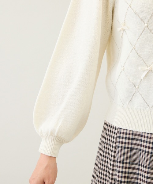 Rose Tiara（ローズティアラ）の「アーガイルリボンニット（ニット/セーター・レディース・オフホワイト/バイオレット/ブラック・46/42/38）」の5枚目の写真