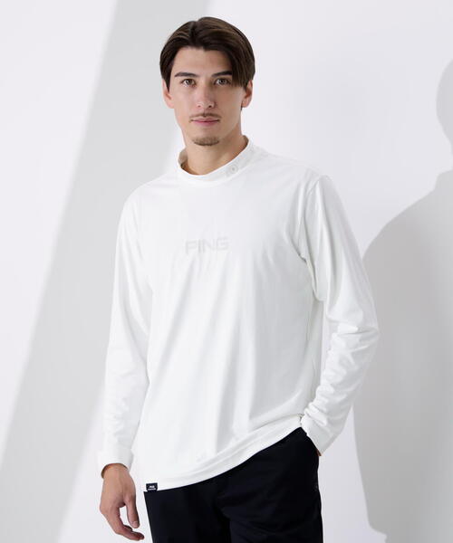 【ネイビー】トリコット長袖ハイネックカットソー <PERFORMANCE> (MENS) PING APPAREL】トリコット長袖ハイネックカットソー ＜PERFORMANCE