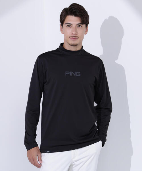 【ネイビー】トリコット長袖ハイネックカットソー <PERFORMANCE> (MENS) PING APPAREL】トリコット長袖ハイネックカットソー ＜PERFORMANCE