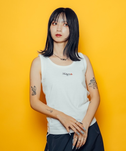 Subciety(サブサエティ)の「【WOMEN】Rose tank top(タンクトップ・レディース・ホワイト/ダークグレー/ブラック・FREE)」の2枚目の写真