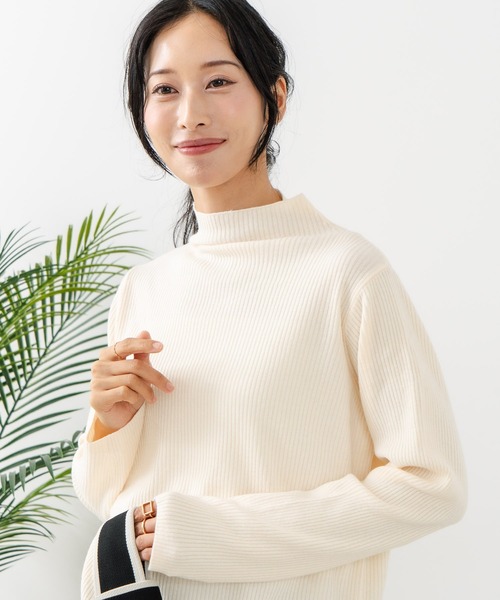 fort point(フォーポイント)の「【C-FORT POINT/フォートポイント】リブボトルネック ニットプルオーバー(ニット/セーター・レディース・ブラック/アイボリー/カーキ/ライトグレー/ブラウン・ONE SIZE)」の2枚目の写真