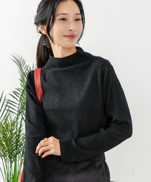 fort point(フォーポイント)の「【C-FORT POINT/フォートポイント】リブボトルネック ニットプルオーバー(ニット/セーター・レディース・ブラック/アイボリー/カーキ/ライトグレー/ブラウン・ONE SIZE)」の3枚目の写真