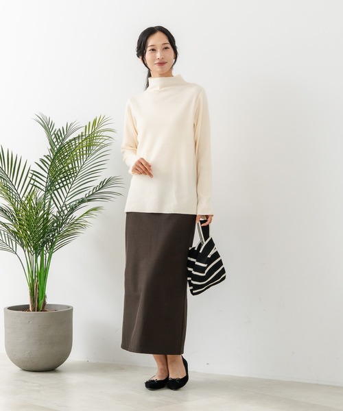 fort point(フォーポイント)の「【C-FORT POINT/フォートポイント】リブボトルネック ニットプルオーバー(ニット/セーター・レディース・ブラック/アイボリー/カーキ/ライトグレー/ブラウン・ONE SIZE)」の7枚目の写真