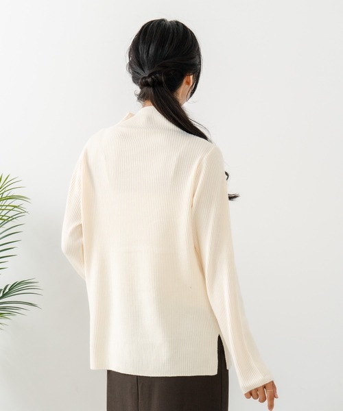 fort point(フォーポイント)の「【C-FORT POINT/フォートポイント】リブボトルネック ニットプルオーバー(ニット/セーター・レディース・ブラック/アイボリー/カーキ/ライトグレー/ブラウン・ONE SIZE)」の8枚目の写真