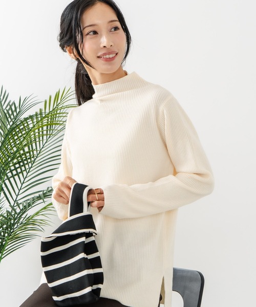 fort point(フォーポイント)の「【C-FORT POINT/フォートポイント】リブボトルネック ニットプルオーバー(ニット/セーター・レディース・ブラック/アイボリー/カーキ/ライトグレー/ブラウン・ONE SIZE)」の9枚目の写真