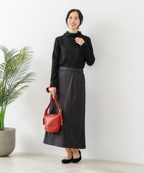 fort point(フォーポイント)の「【C-FORT POINT/フォートポイント】リブボトルネック ニットプルオーバー(ニット/セーター・レディース・ブラック/アイボリー/カーキ/ライトグレー/ブラウン・ONE SIZE)」の12枚目の写真