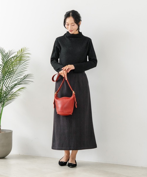 fort point(フォーポイント)の「【C-FORT POINT/フォートポイント】リブボトルネック ニットプルオーバー(ニット/セーター・レディース・ブラック/アイボリー/カーキ/ライトグレー/ブラウン・ONE SIZE)」の13枚目の写真