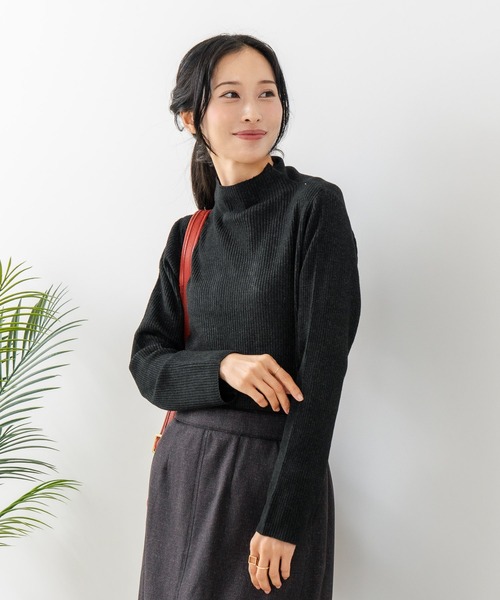 fort point(フォーポイント)の「【C-FORT POINT/フォートポイント】リブボトルネック ニットプルオーバー(ニット/セーター・レディース・ブラック/アイボリー/カーキ/ライトグレー/ブラウン・ONE SIZE)」の16枚目の写真