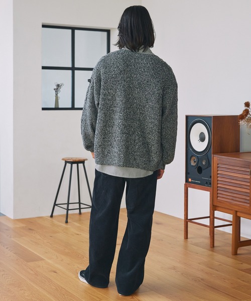 ウォッシャブル ケーブルニット Vネックカーディガン / 帯電防止