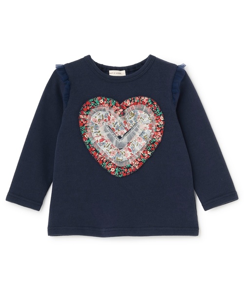 sense of wonder（センスオブワンダー）の「リバティハートフリルトレーナー（スウェット・キッズ・ネイビー/ラベンダー/ピンク/ホワイト系・100cm/110cm/90cm/120cm/130cm/80ｃｍ）」の3枚目の写真