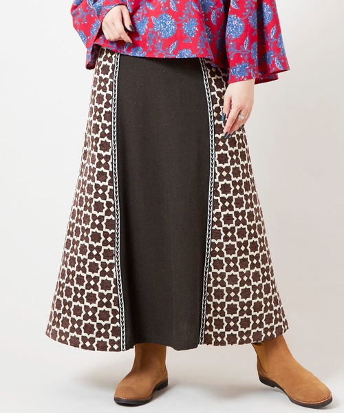 チャイハネ（チャイハネ）の「【チャイハネ】ミナティパッチワークスカート（スカート・レディース・パープル/ブラウン/グレー・FREE）」の2枚目の写真